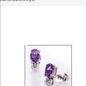 Set ring and earrings diamond and amethyst ring
